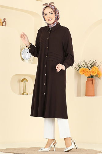 moda selvim بلوز بني 2011BG354 - Thumbnail