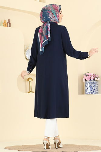 moda selvim Tunic 2011BG354 Navy Blue - Thumbnail
