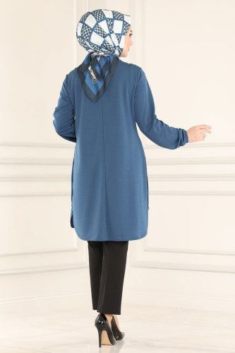moda selvim Tunic 2013MRT754 Indigo - Thumbnail