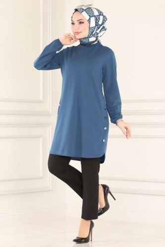 moda selvim 2013MRT754 ياقوتي بلوز طويل - Thumbnail