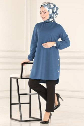moda selvim 2013MRT754 ياقوتي بلوز طويل - Thumbnail