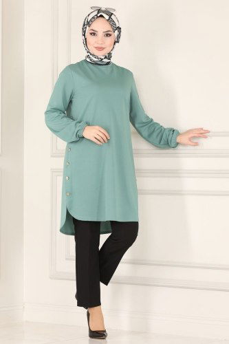 moda selvim 2013MRT754 تركوازي بلوز طويل - Thumbnail