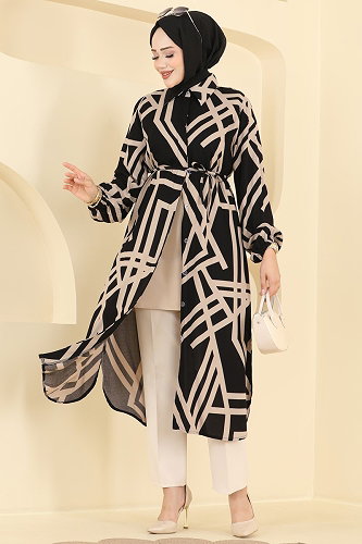 moda selvim Tunic 2014ERK1158 Black - Thumbnail