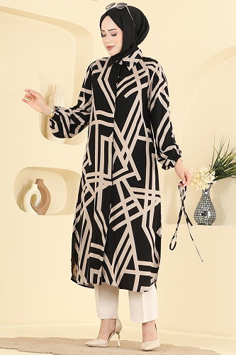moda selvim Tunic 2014ERK1158 Black - Thumbnail