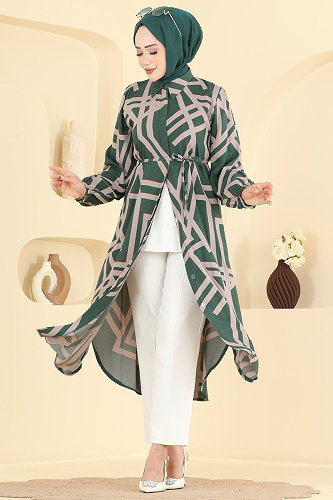moda selvim Tunic 2014ERK1158 Khaki - Thumbnail