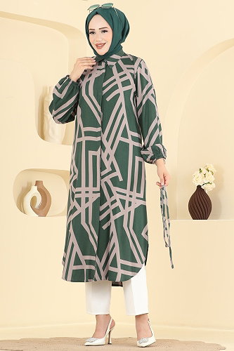 moda selvim Tunic 2014ERK1158 Khaki - Thumbnail