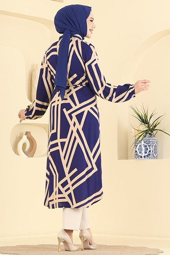 moda selvim Tunic 2014ERK1158 Light Navy Blue - Thumbnail