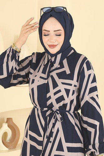 moda selvim Tunic 2014ERK1158 Navy Blue - Thumbnail