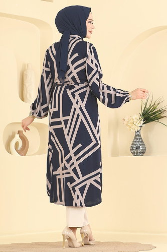 moda selvim Tunic 2014ERK1158 Navy Blue - Thumbnail