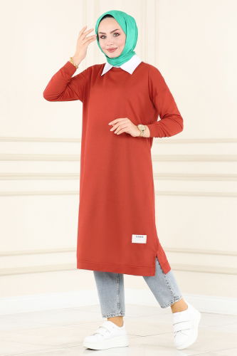 moda selvim Tunic 201MRT754 Brick - Thumbnail