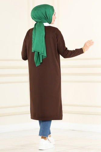 moda selvim Tunic 201MRT754 Dark Brown - Thumbnail