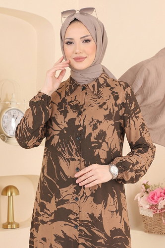 moda selvim بلوز بني 201NZRK1200 - Thumbnail