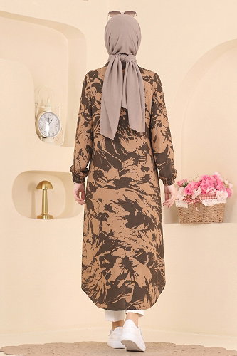 moda selvim بلوز بني 201NZRK1200 - Thumbnail