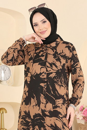 moda selvim Tunic 201NZRK1200 Dark Vision & Black - Thumbnail
