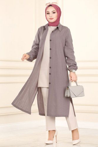 moda selvim Tunic 2021KTR750 Ashy Gray - Thumbnail