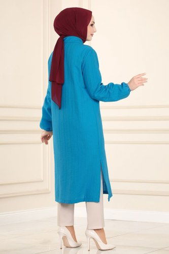 moda selvim Tunic 2021KTR750 Blue - Thumbnail