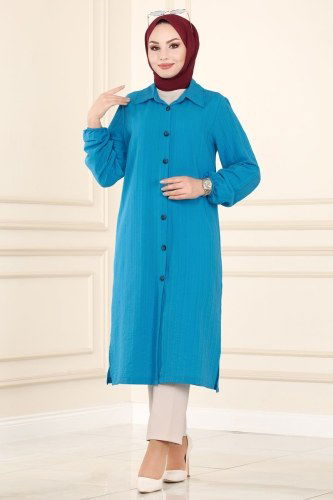 moda selvim Tunic 2021KTR750 Blue - Thumbnail