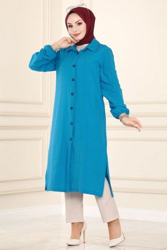 moda selvim Tunic 2021KTR750 Blue - Thumbnail