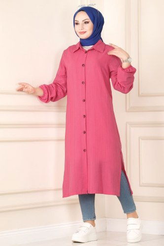 moda selvim 2021KTR750 فوشي بلوز طويل - Thumbnail