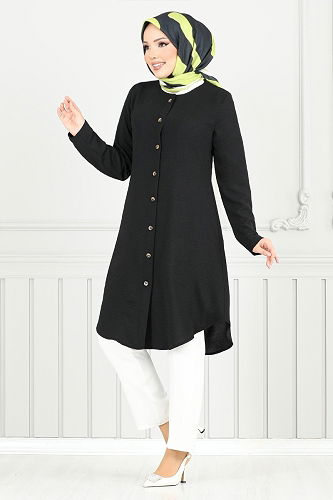 moda selvim Tunic 2034BM1076-M Black - Thumbnail