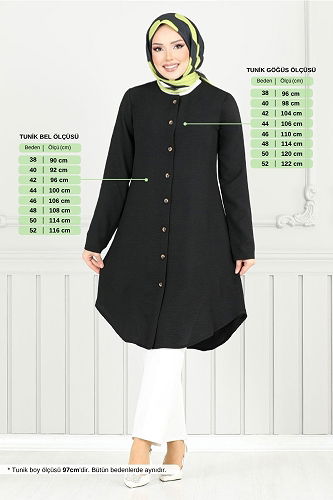 moda selvim Tunic 2034BM1076-M Black - Thumbnail