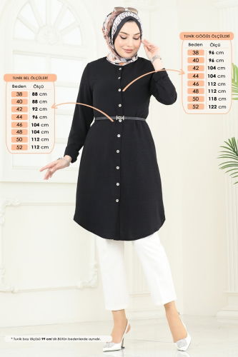 moda selvim Tunic 2034BM387 Black - Thumbnail