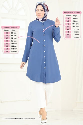 moda selvim Tunic 2034BM387 Indigo - Thumbnail