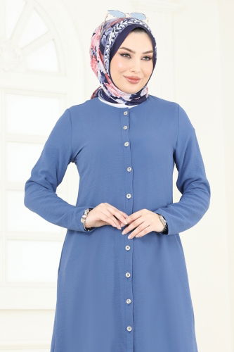 moda selvim Tunic 2034BM387 Indigo - Thumbnail