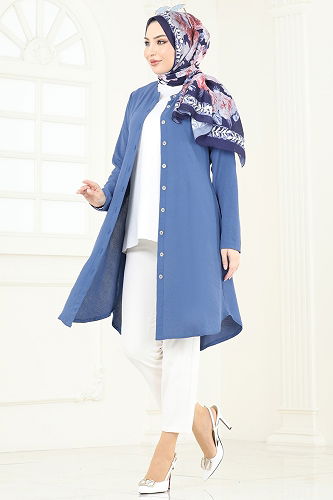 moda selvim بلوز ازرق 2034BM387 - Thumbnail