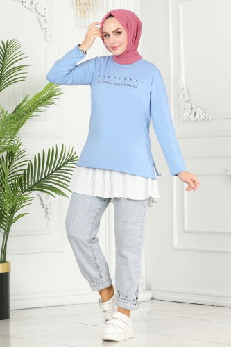 moda selvim TUNIC 20396ETT926 Baby Blue - Thumbnail