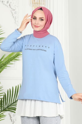 moda selvim TUNIC 20396ETT926 Baby Blue - Thumbnail