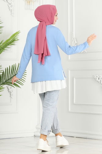 moda selvim TUNIC 20396ETT926 Baby Blue - Thumbnail