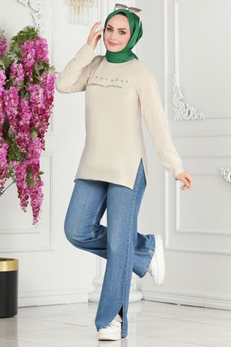 moda selvim Tunic 20396ETT926 Beige - Thumbnail