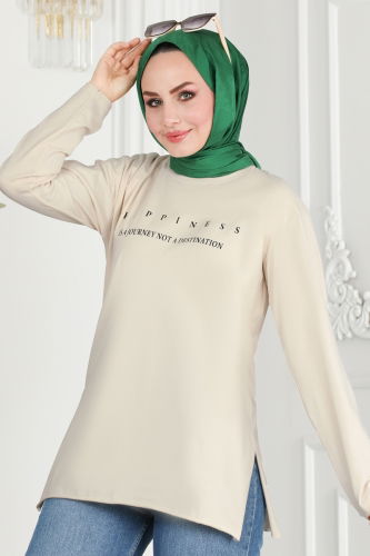 moda selvim Tunic 20396ETT926 Beige - Thumbnail