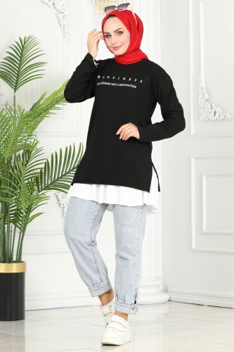 moda selvim Tunic 20396ETT926 Black - Thumbnail