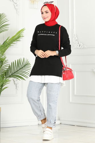 moda selvim TUNIC 20396ETT926 Black - Thumbnail