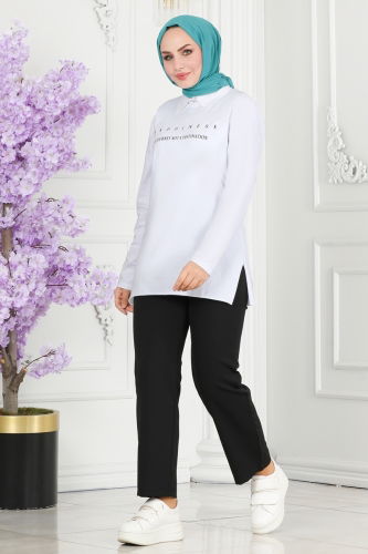 moda selvim Tunic 20396ETT926 Ecru - Thumbnail