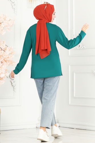 moda selvim Tunic 20396ETT926 Emerald - Thumbnail