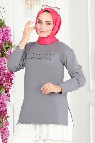 moda selvim Tunic 20396ETT926 Gray - Thumbnail