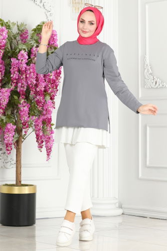 moda selvim Tunic 20396ETT926 Gray - Thumbnail