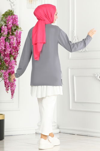 moda selvim Tunic 20396ETT926 Gray - Thumbnail