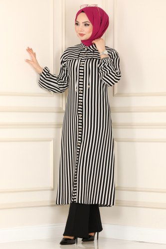 moda selvim Tunic 2039BG354 Ecru - Thumbnail