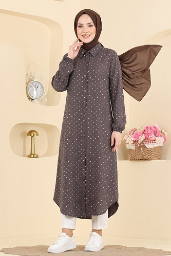 moda selvim Tunic 203NZRK1200 Bitter Brown - Thumbnail