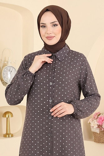 moda selvim Tunic 203NZRK1200 Bitter Brown - Thumbnail