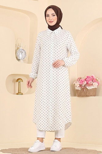 moda selvim Tunic 203NZRK1200 Ecru - Thumbnail