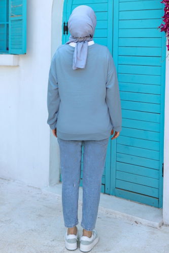 moda selvim Tunic 20409ETT926 Baby Blue - Thumbnail