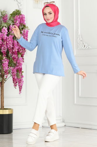 moda selvim TUNIC 20412ETT926 Baby Blue - Thumbnail