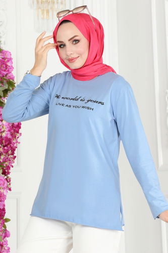 moda selvim Tunic 20412ETT926 Baby Blue - Thumbnail