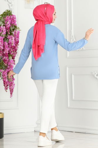 moda selvim Tunic 20412ETT926 Baby Blue - Thumbnail