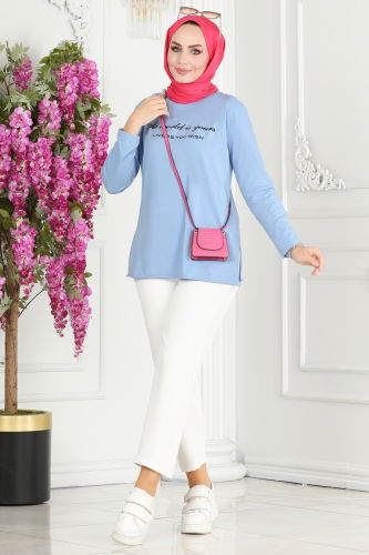 moda selvim TUNIC 20412ETT926 Baby Blue - Thumbnail